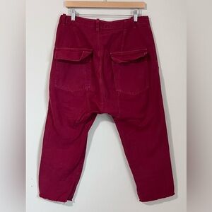 Nili Lotan Slouchy Drop Crotch Pants Luna Cropped Size 8 Linen Blend